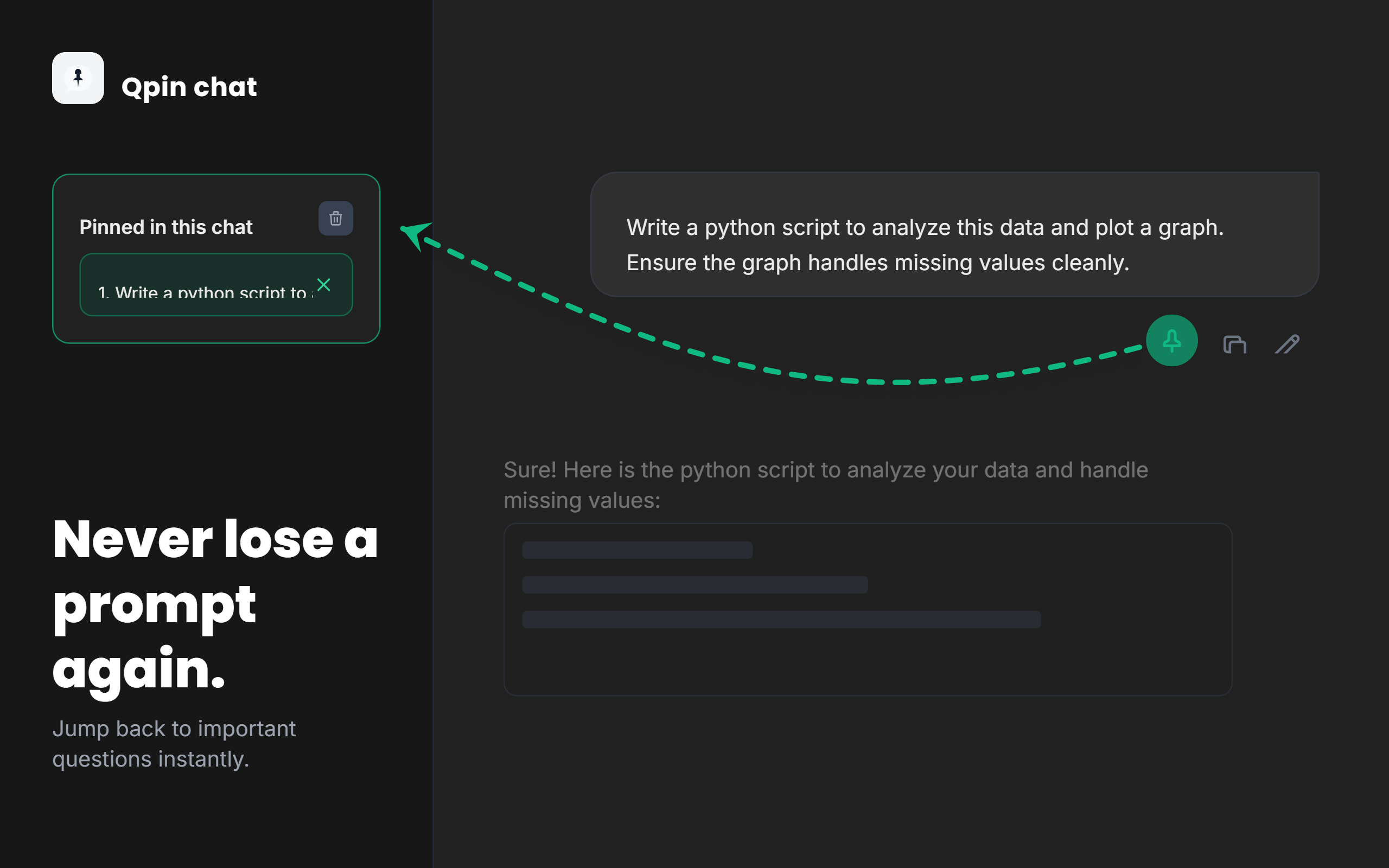 Qpin Chat stores pinned messages locally in the browser and does not send data to external servers